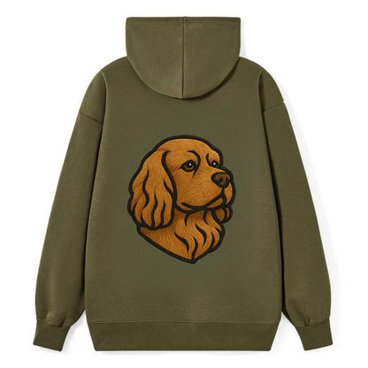Sussex Spaniel - Golden liver embroidered low-set design - Classic Pullover Hoodie - ArmyGreen