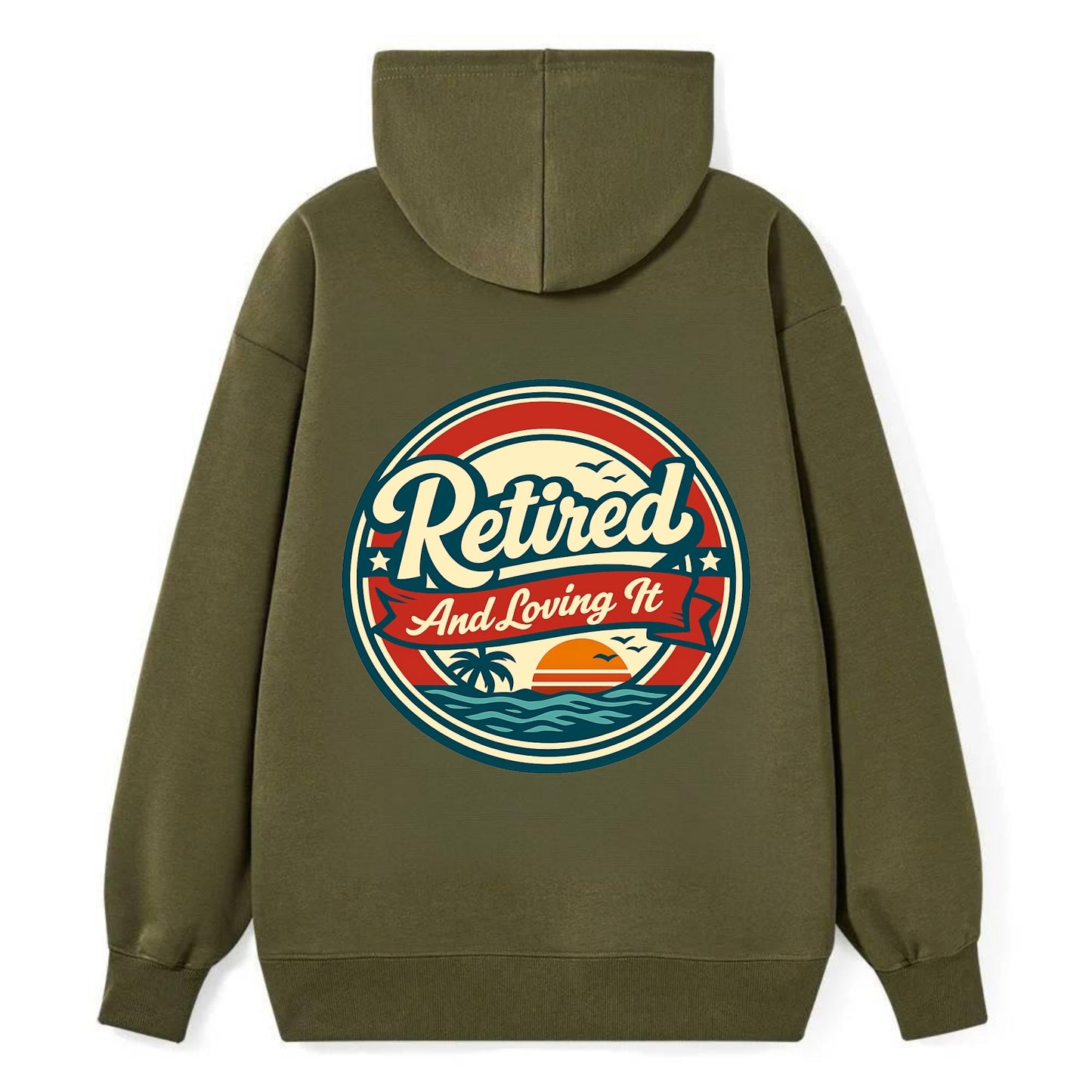 Carefree Retirement Emblem - Classic Pullover Hoodie - ArmyGreen