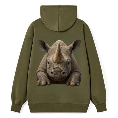 Rhinoceros  - Classic Pullover Hoodie - ArmyGreen