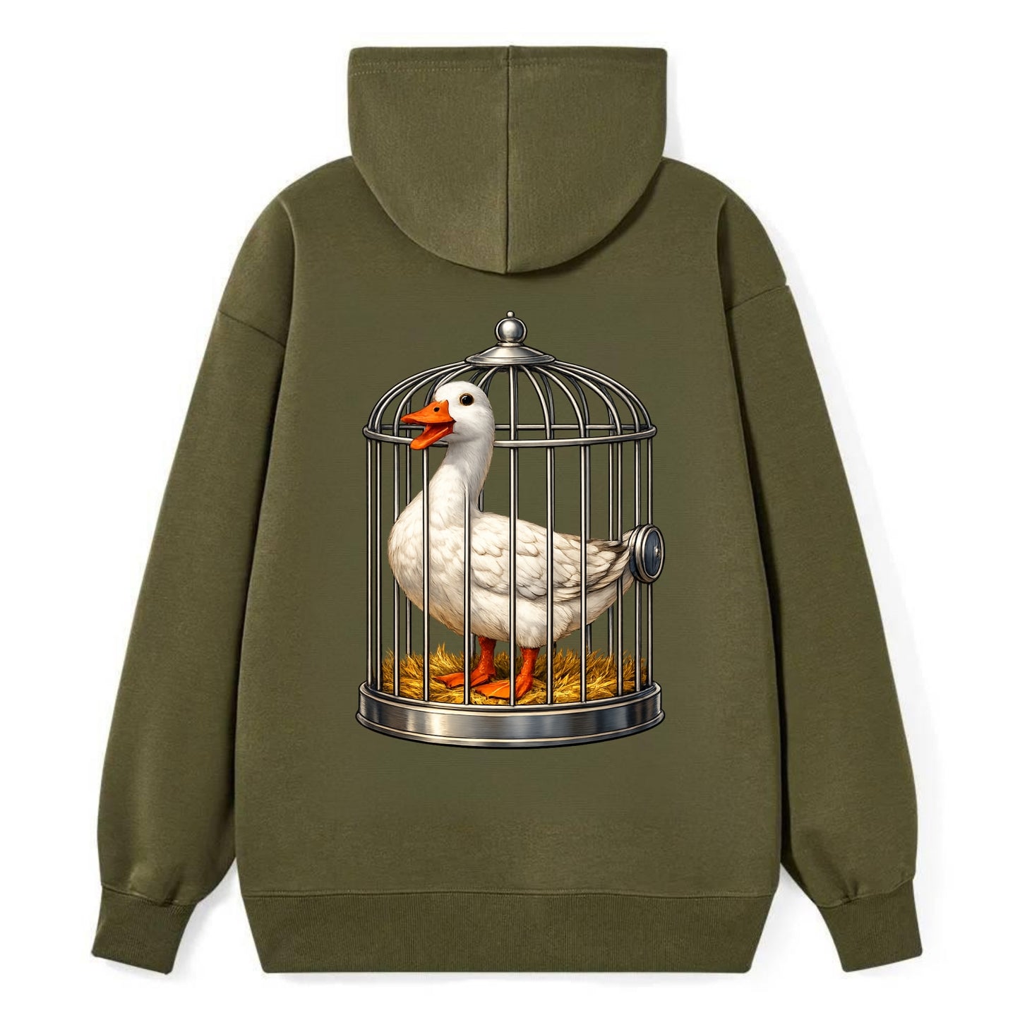 Duck In Cage - Classic Pullover Hoodie - ArmyGreen