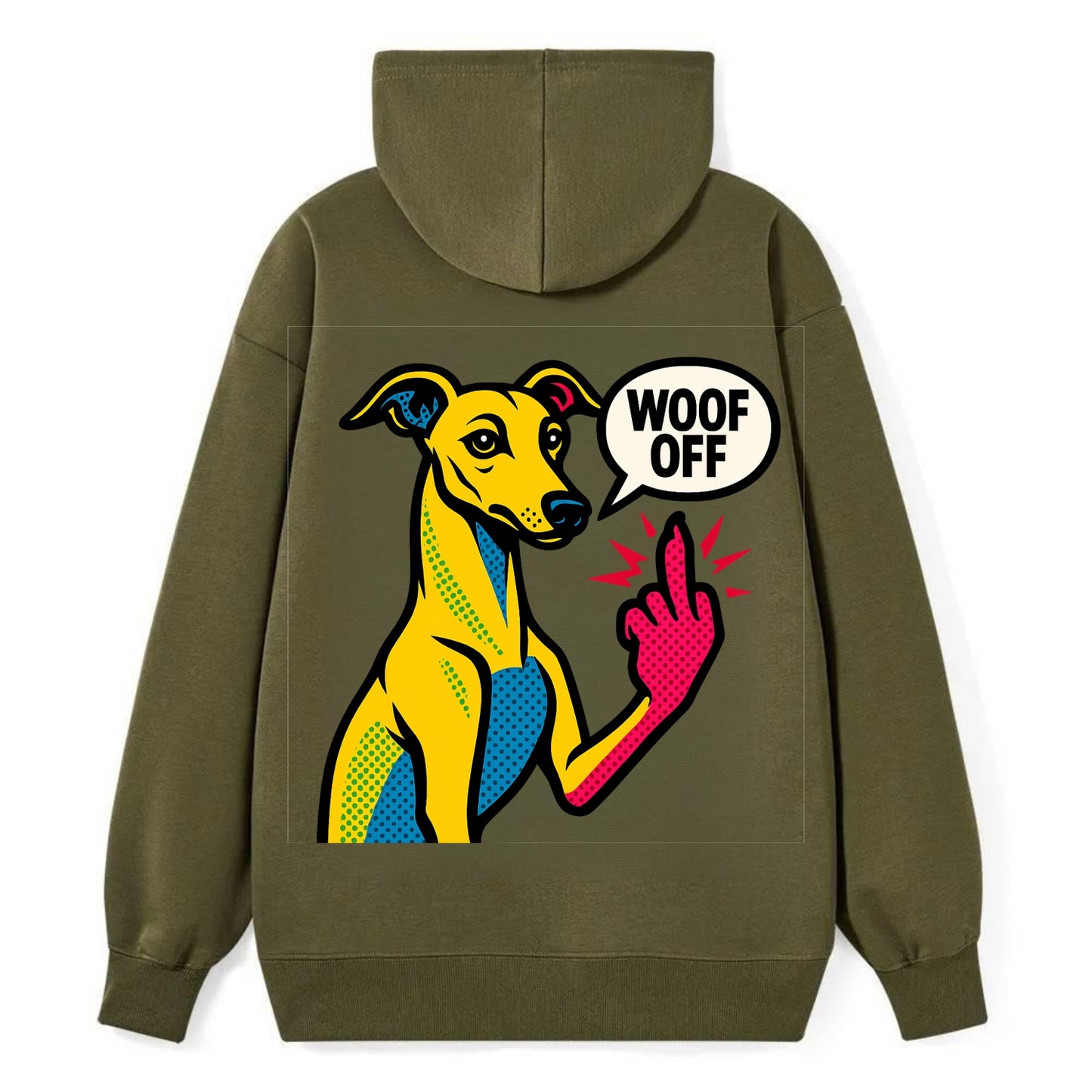 Whippet sleek athletic greyhound-like, elegant long paw giving sass - Classic Pullover Hoodie - ArmyGreen