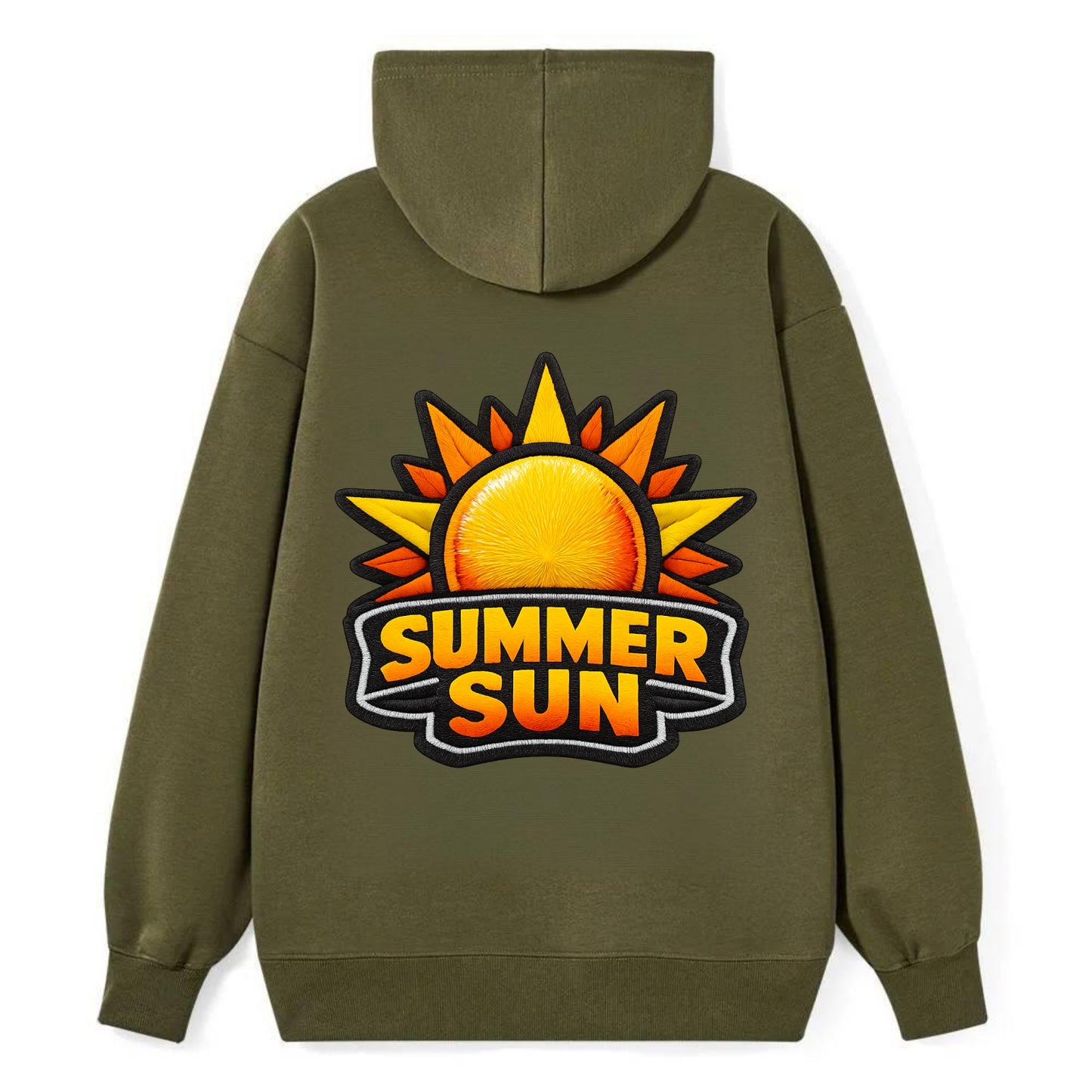 SUMMER SUN - bright sun with rays in yellow and orange , hot season - Classic Pullover Hoodie - ArmyGreen