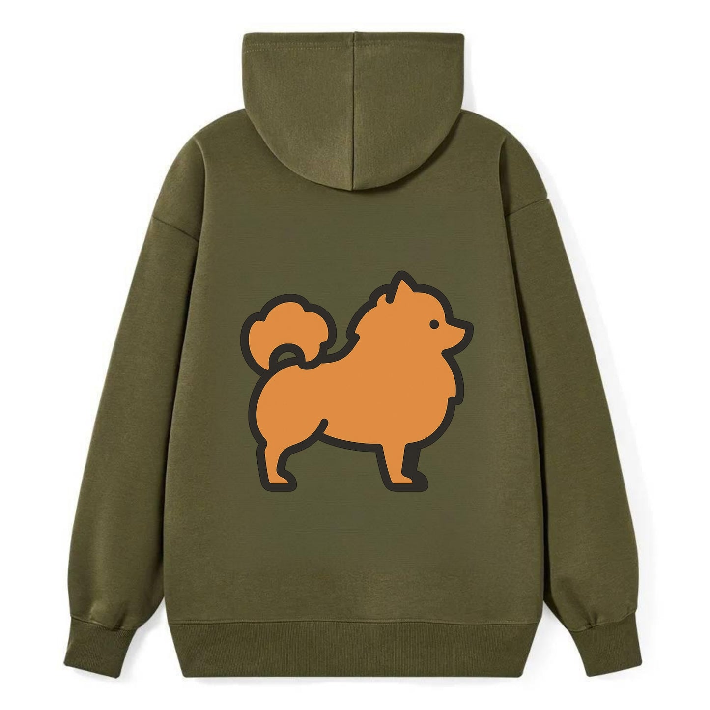 Pomeranian - Orange fluffy flat side profile - Classic Pullover Hoodie - ArmyGreen