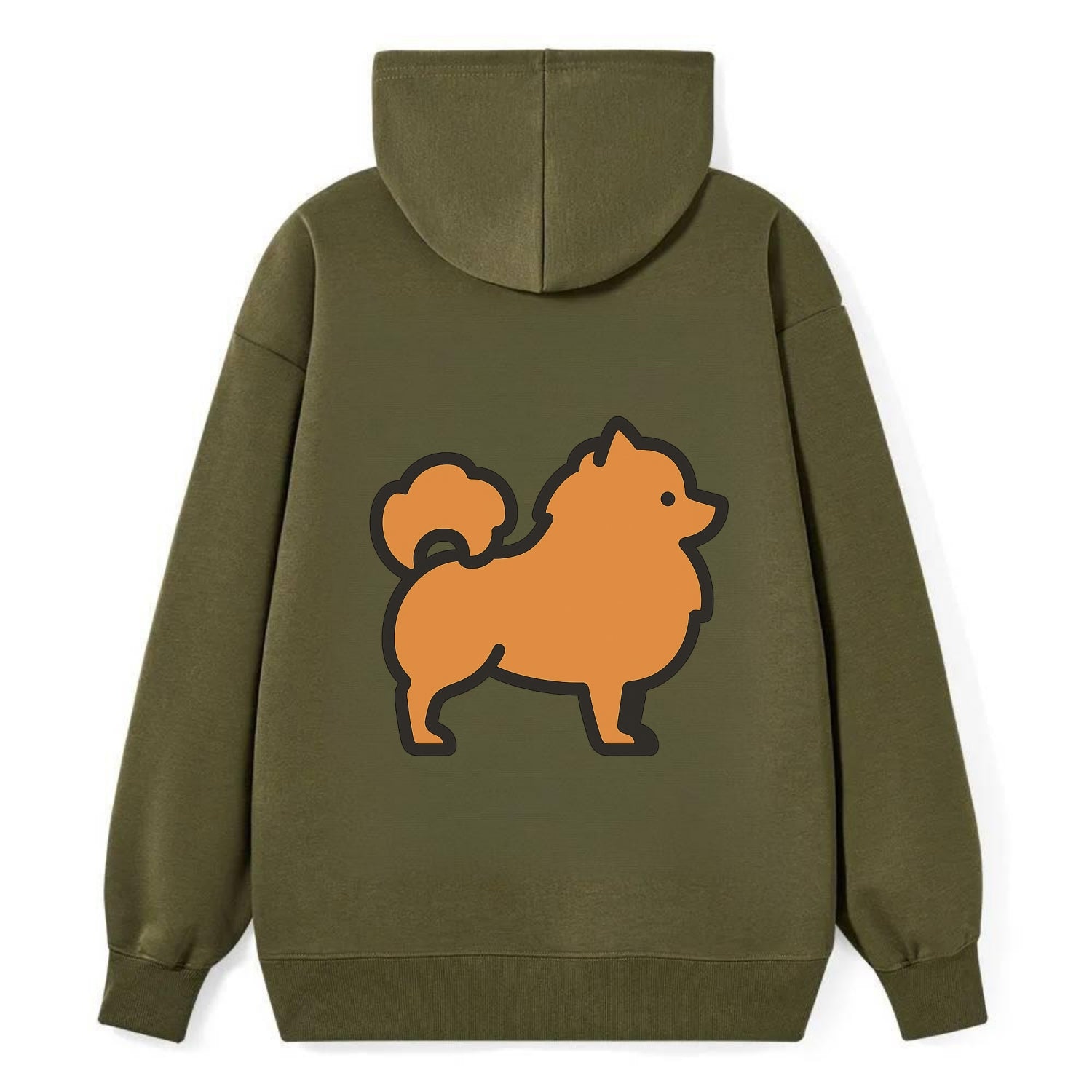 Pomeranian - Orange fluffy flat side profile - Classic Pullover Hoodie - ArmyGreen