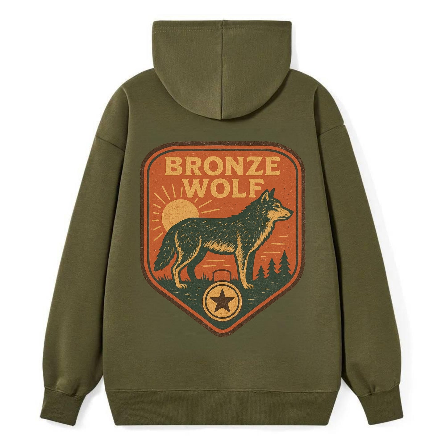 Bronze Wolf Medal  - Classic Pullover Hoodie - ArmyGreen