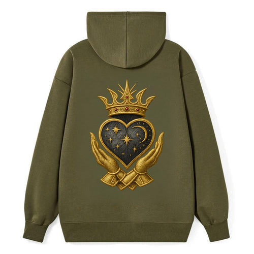 Hammered bronze warrior crown anchoring a dark steel heart with - Classic Pullover Hoodie