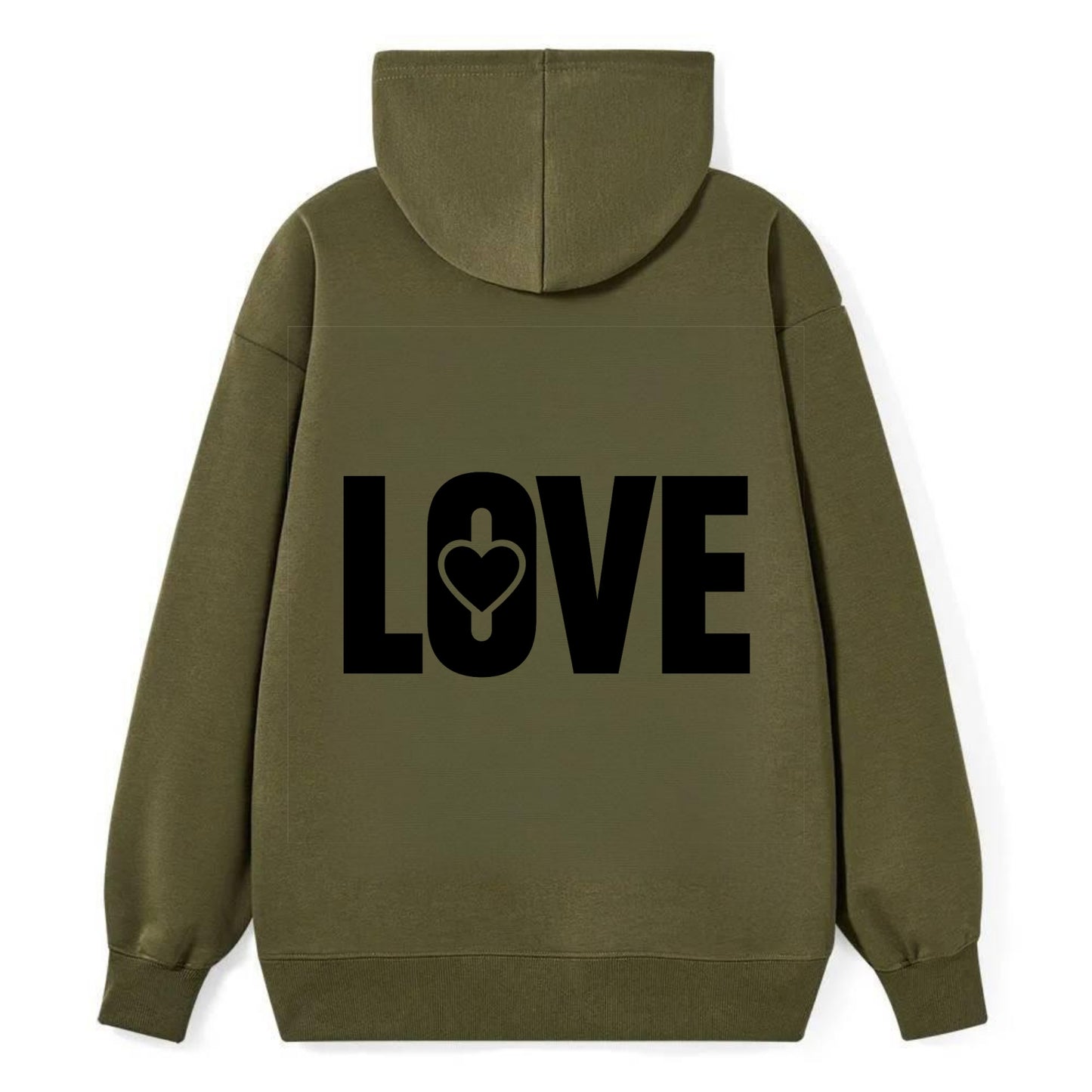 Bold typography design - "LOVE" - universal connection, heart centered - Classic Pullover Hoodie - ArmyGreen