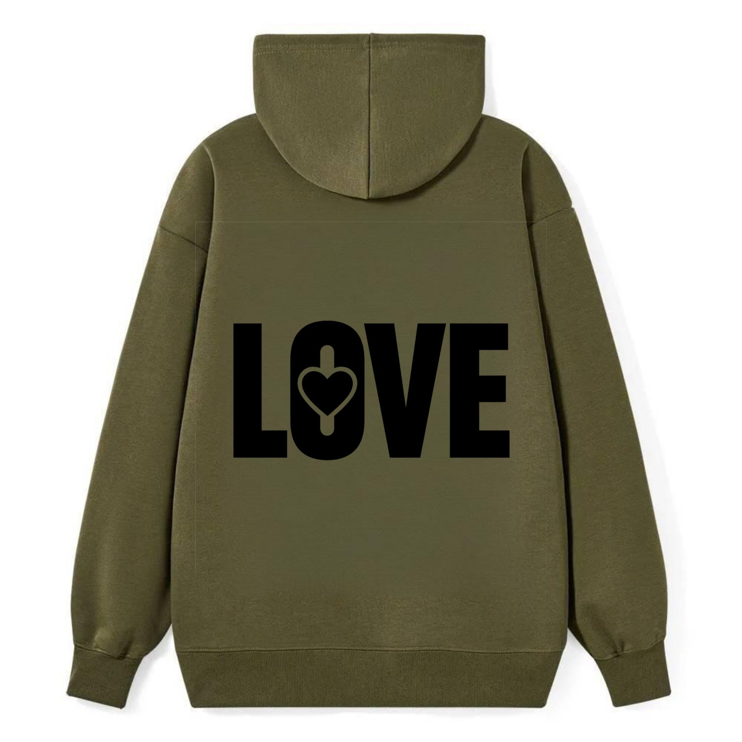 Bold typography design - "LOVE" - universal connection, heart centered - Classic Pullover Hoodie - ArmyGreen