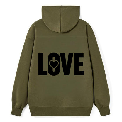 Bold typography design - "LOVE" - universal connection, heart centered - Classic Pullover Hoodie - ArmyGreen