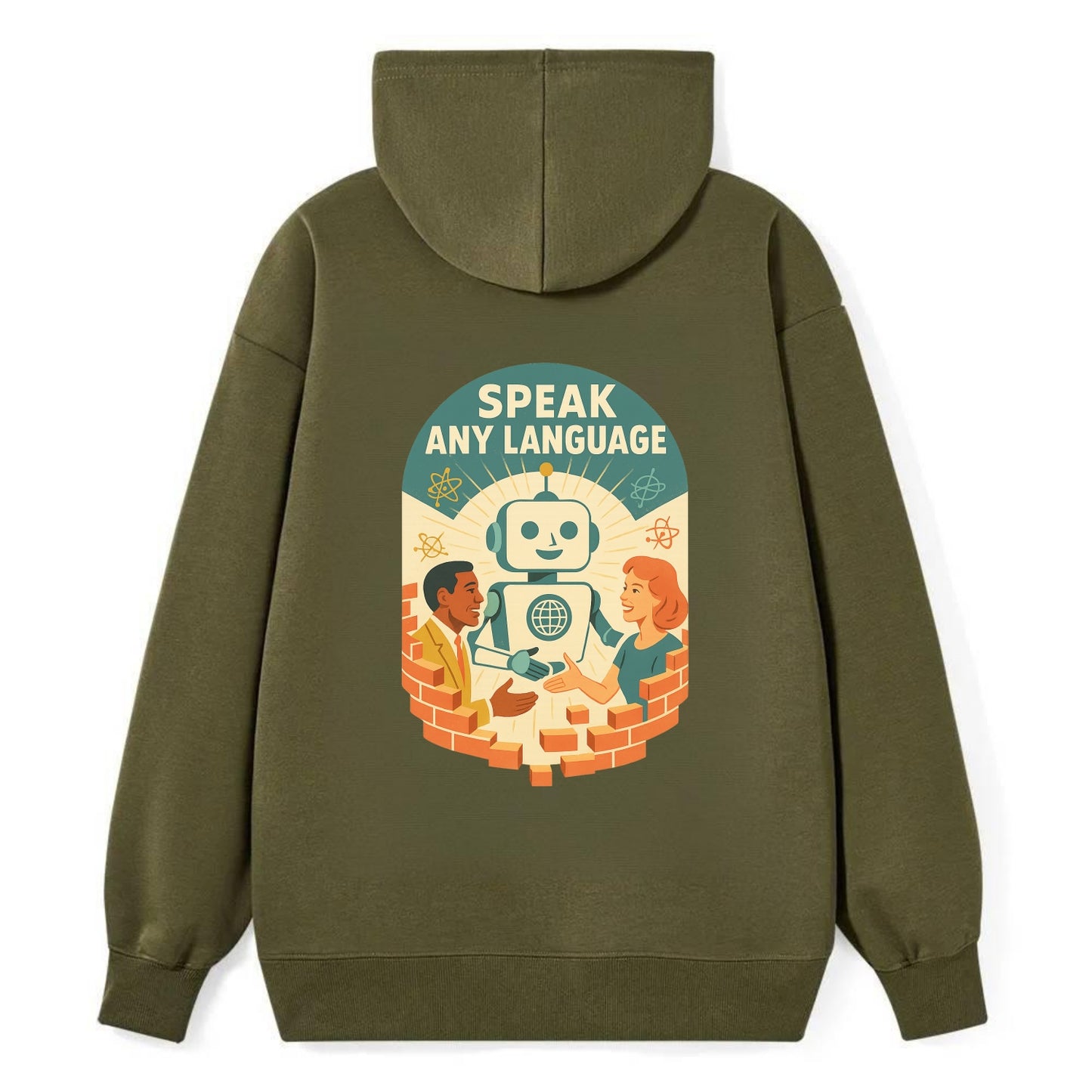 Language learning AI breaking down barriers - "Speak Any Language" - - Classic Pullover Hoodie - ArmyGreen