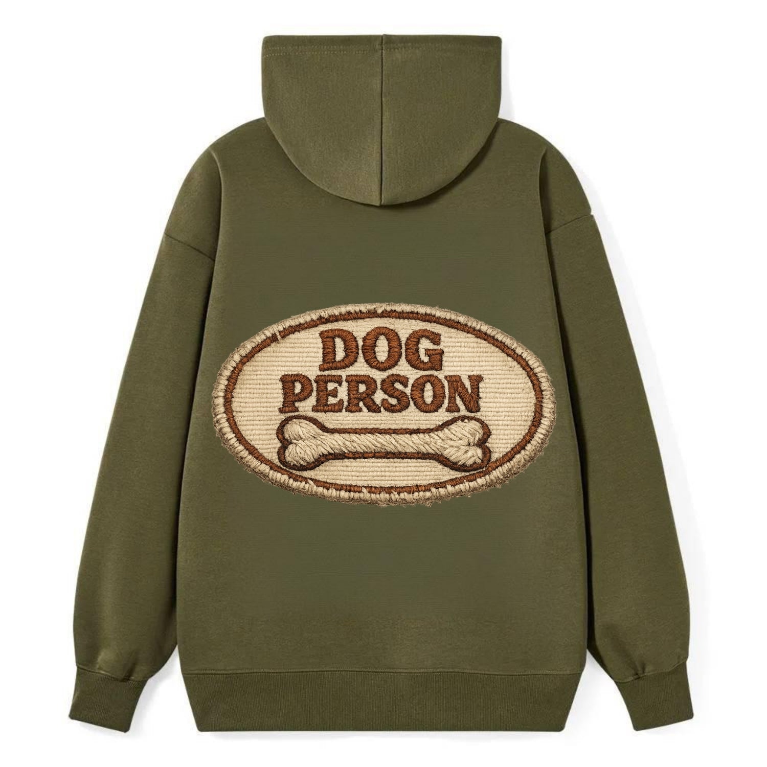 DOG PERSON - simple text with bone in brown , team dog - Classic Pullover Hoodie - ArmyGreen