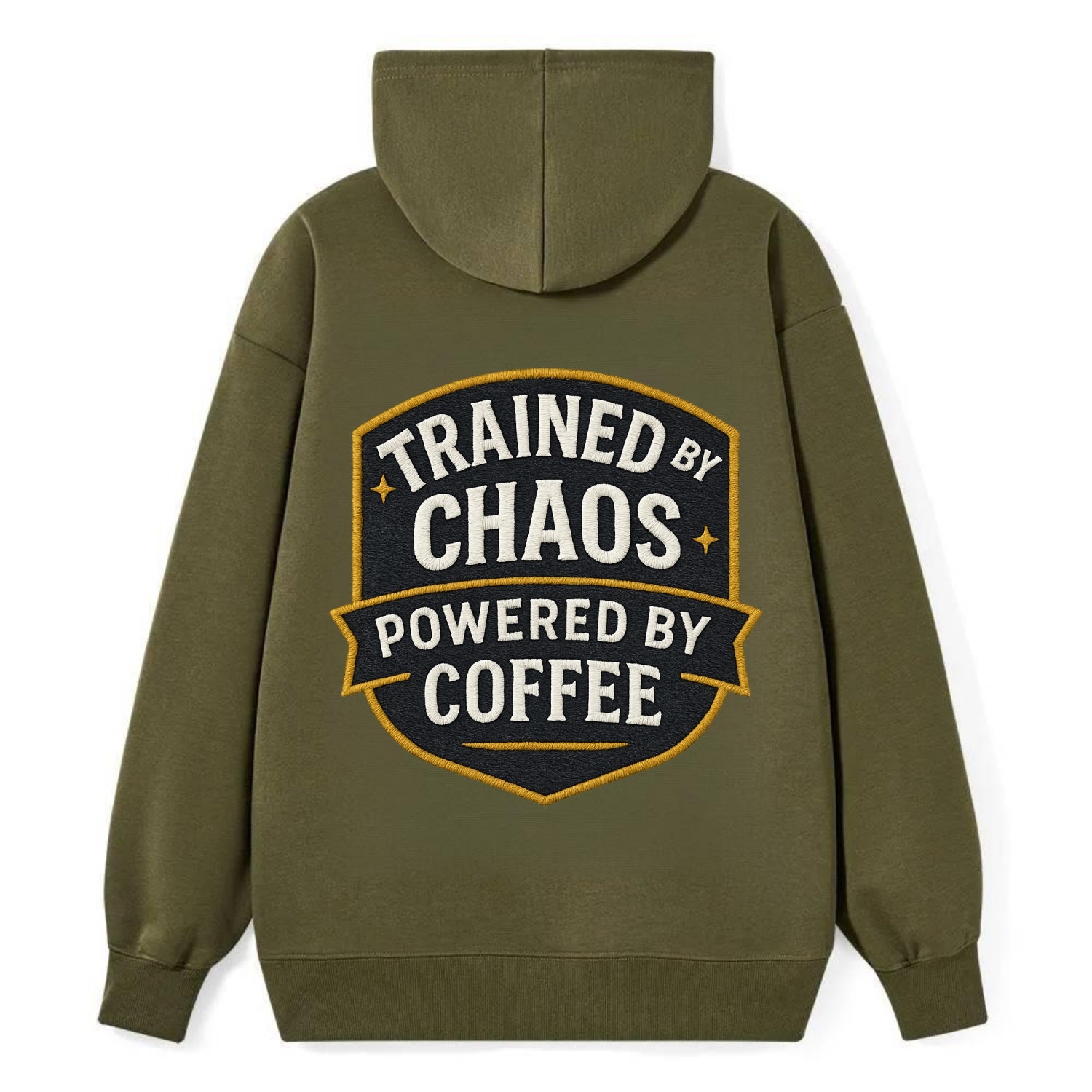 Trained by chaos, powered by coffee - Classic Pullover Hoodie - ArmyGreen