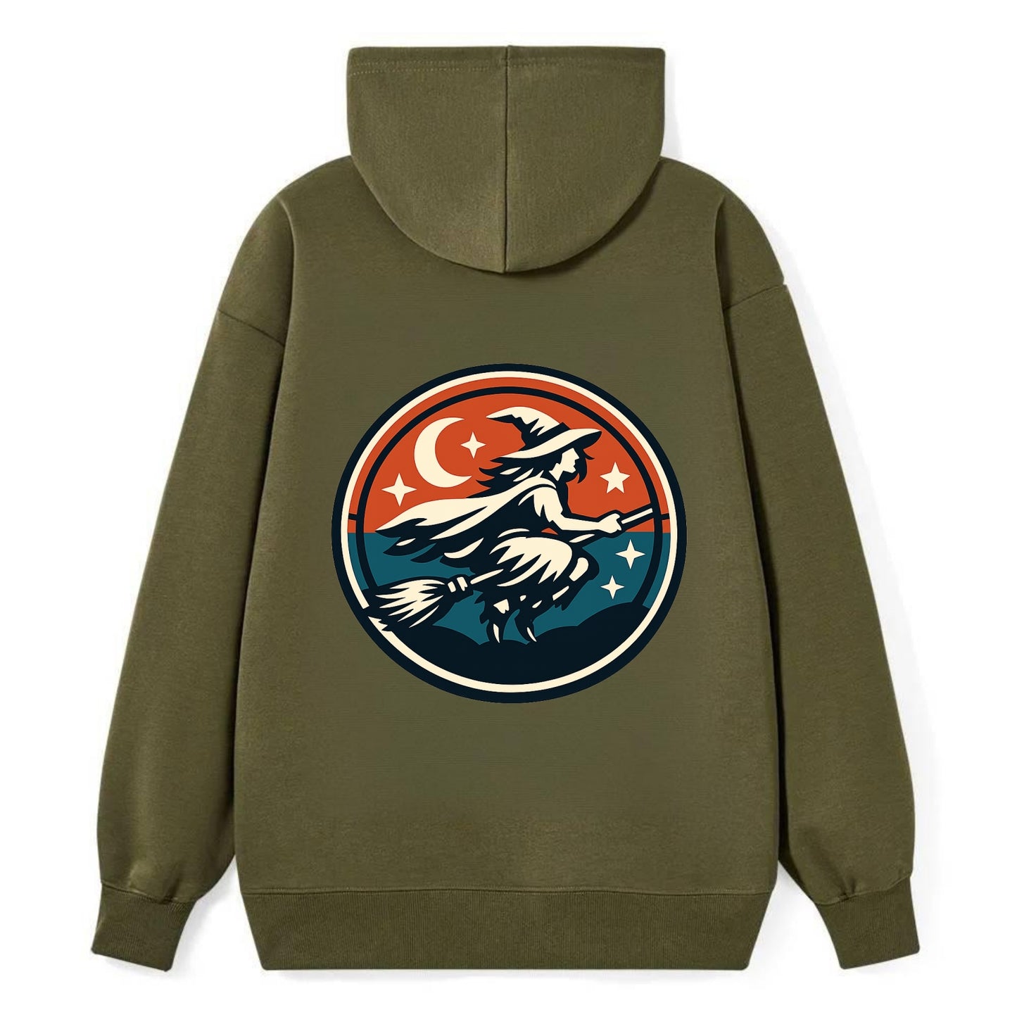 Mystic Night Witch Emblem - Classic Pullover Hoodie - ArmyGreen