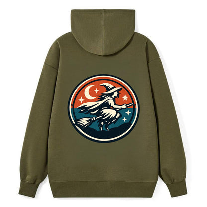 Mystic Night Witch Emblem - Classic Pullover Hoodie - ArmyGreen