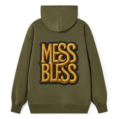 MESS;BLESS UP Gold Metallic Visor - Classic Pullover Hoodie - ArmyGreen