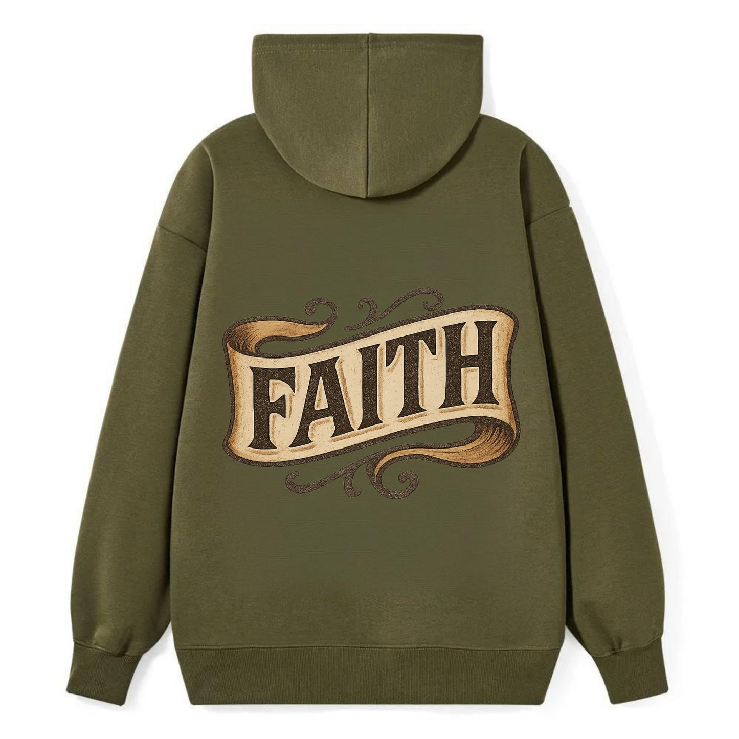 Bold typography design - "FAITH" - trust in the unseen, spiritual strength - Classic Pullover Hoodie - ArmyGreen