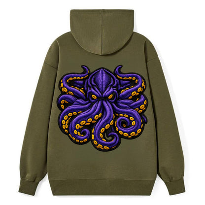 KRAKEN TENTACLES - sea monster in purple and black , deep sea - Classic Pullover Hoodie - ArmyGreen