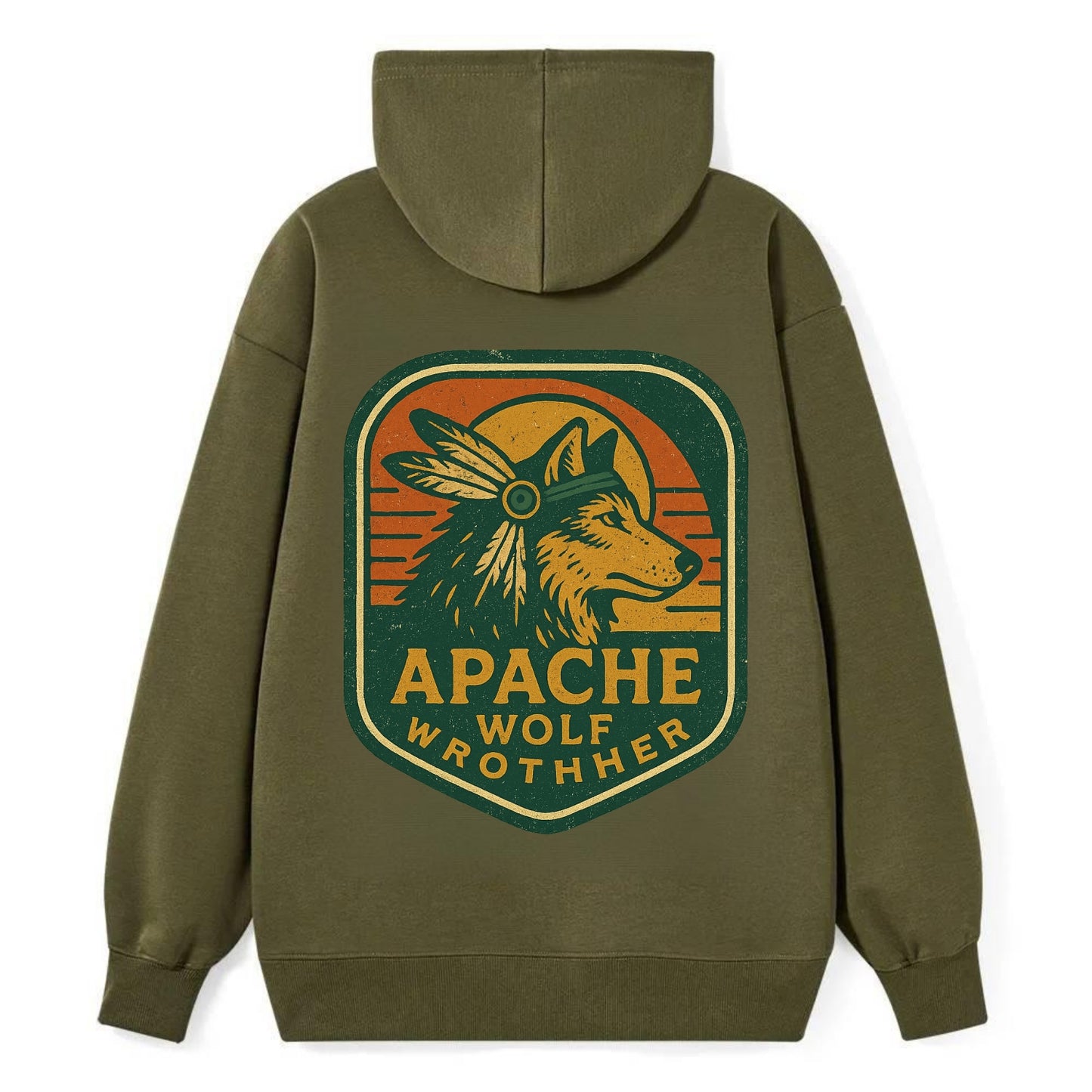 Apache Wolf Brother  - Classic Pullover Hoodie - ArmyGreen
