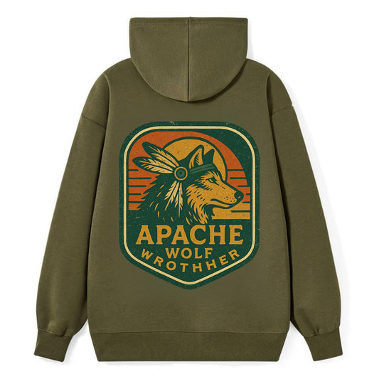 Apache Wolf Brother  - Classic Pullover Hoodie - ArmyGreen