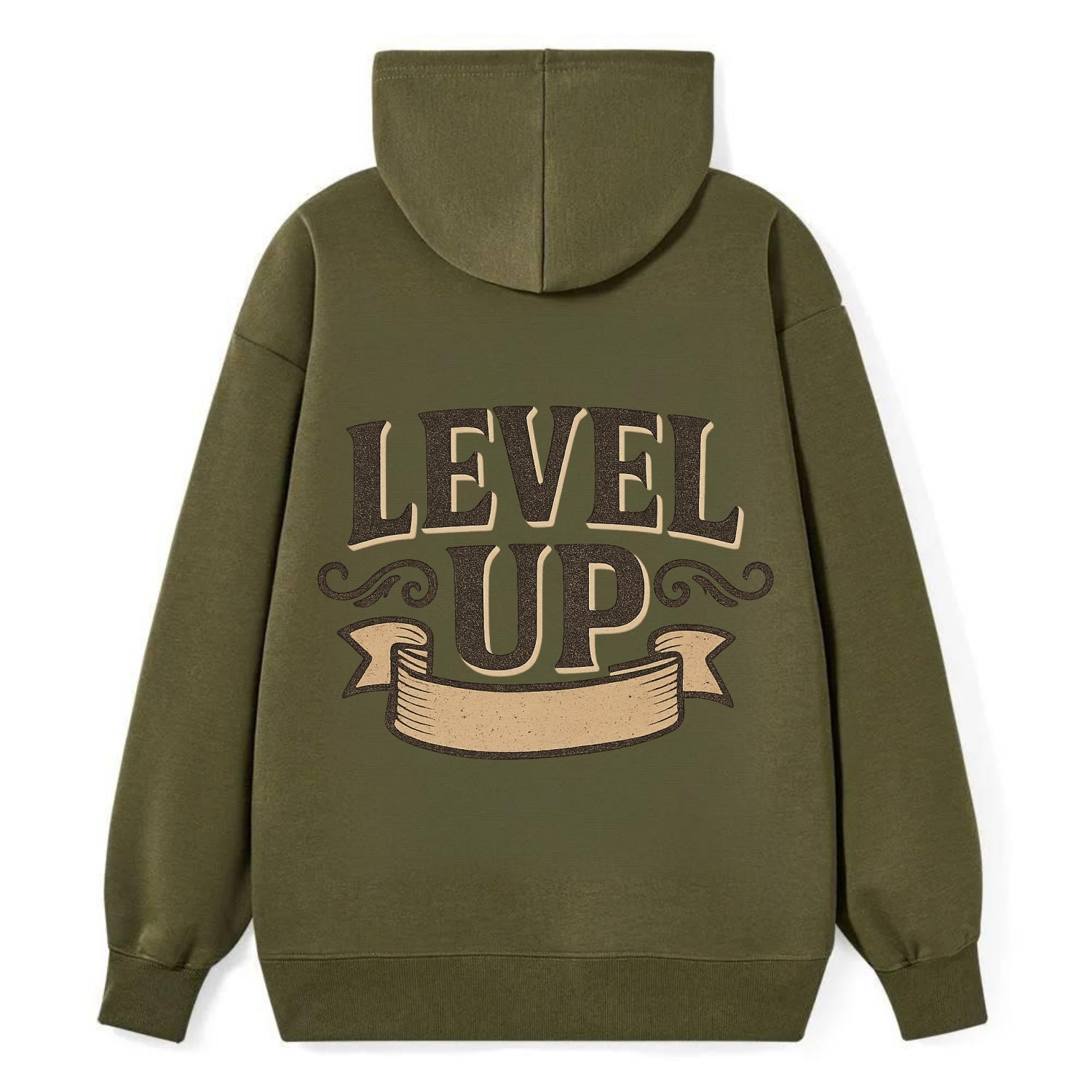 Bold typography design - "LEVEL UP" - improving, advancing, growing - Classic Pullover Hoodie - ArmyGreen