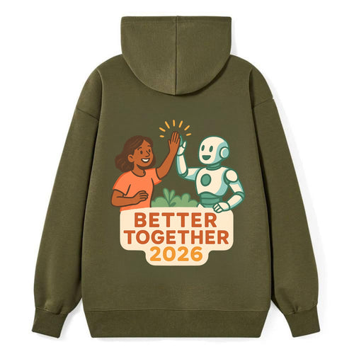 Human and AI robot high-fiving as collaborative partners - Better - Classic Pullover Hoodie