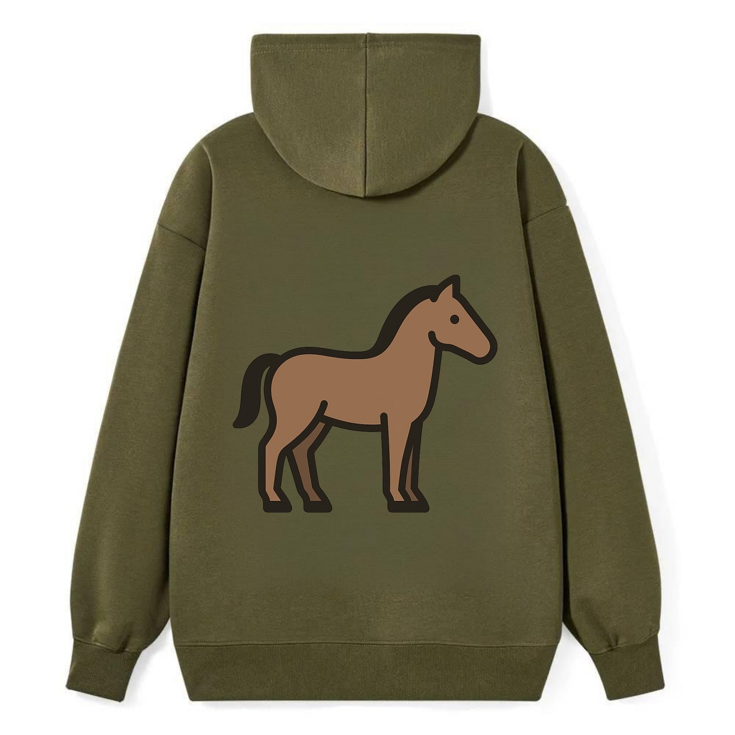 Horse - Brown standing pose flat side profile - Classic Pullover Hoodie - ArmyGreen