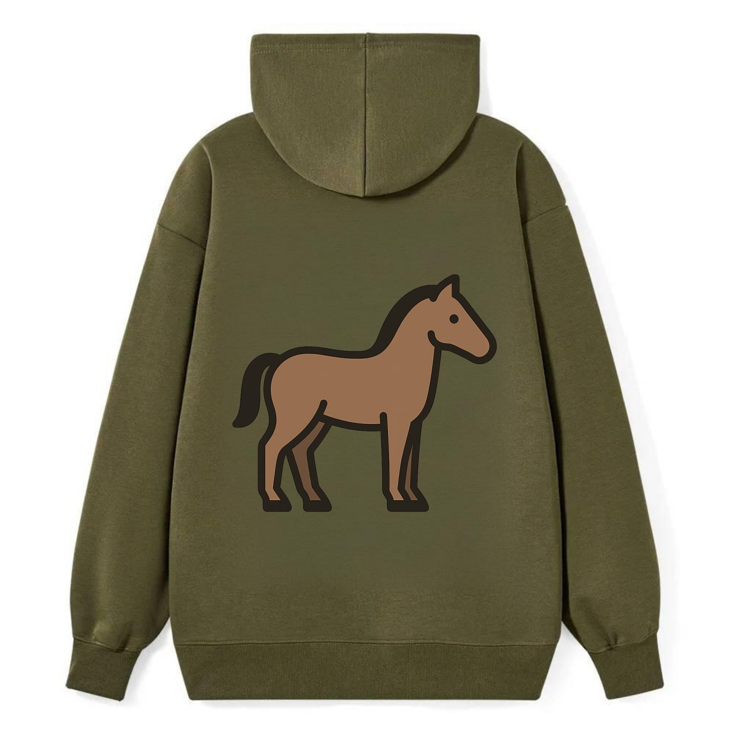 Horse - Brown standing pose flat side profile - Classic Pullover Hoodie - ArmyGreen