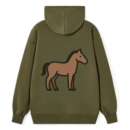 Horse - Brown standing pose flat side profile - Classic Pullover Hoodie - ArmyGreen