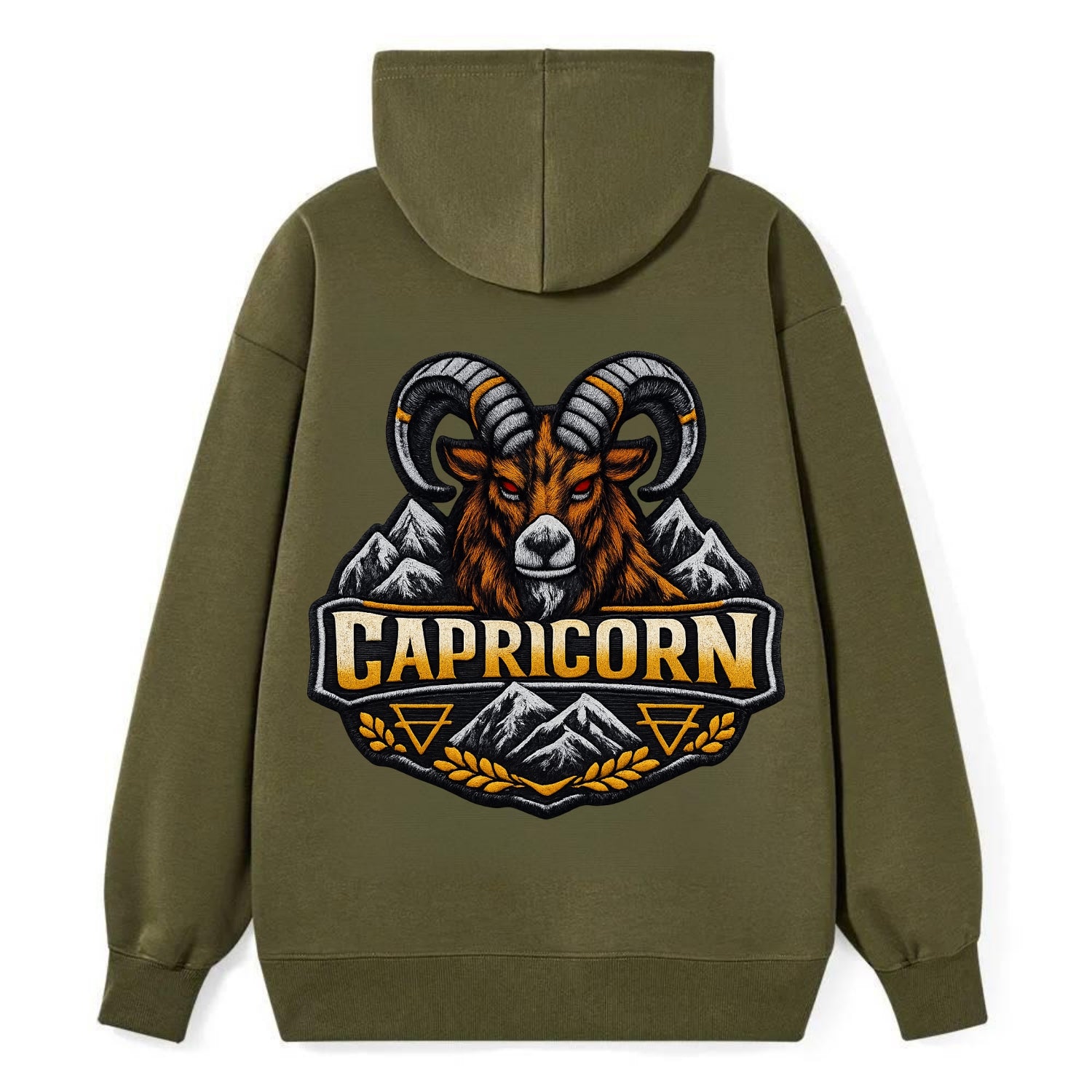 CAPRICORN GOAT - mountain goat in brown and gray , earth sign - Classic Pullover Hoodie - ArmyGreen