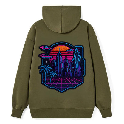 Cyberpunk City - Classic Pullover Hoodie - ArmyGreen