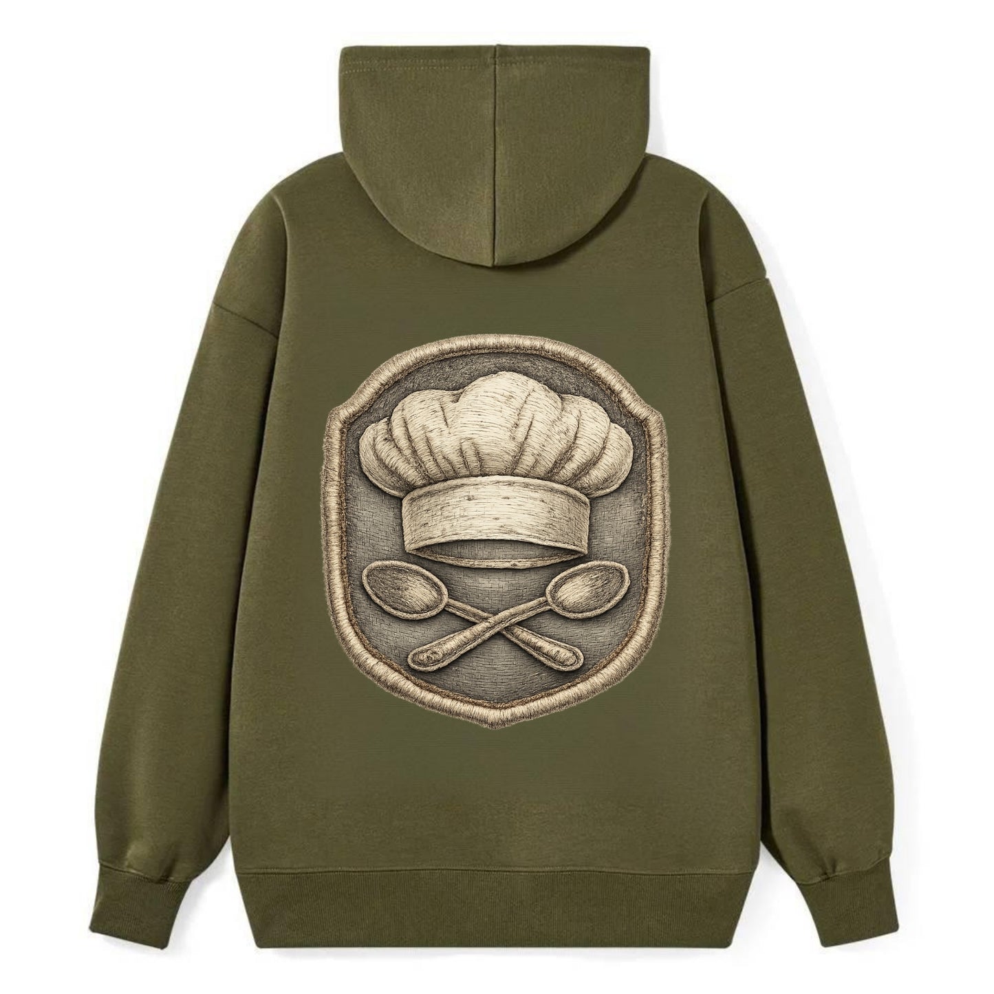 COOKING CHEF HAT - toque blanche with crossed spoons in white and silver - Classic Pullover Hoodie - ArmyGreen