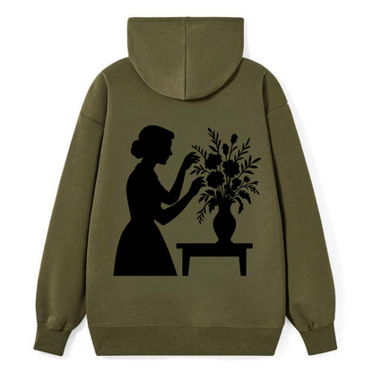 Florist arranging dramatic bouquet - Classic Pullover Hoodie - ArmyGreen