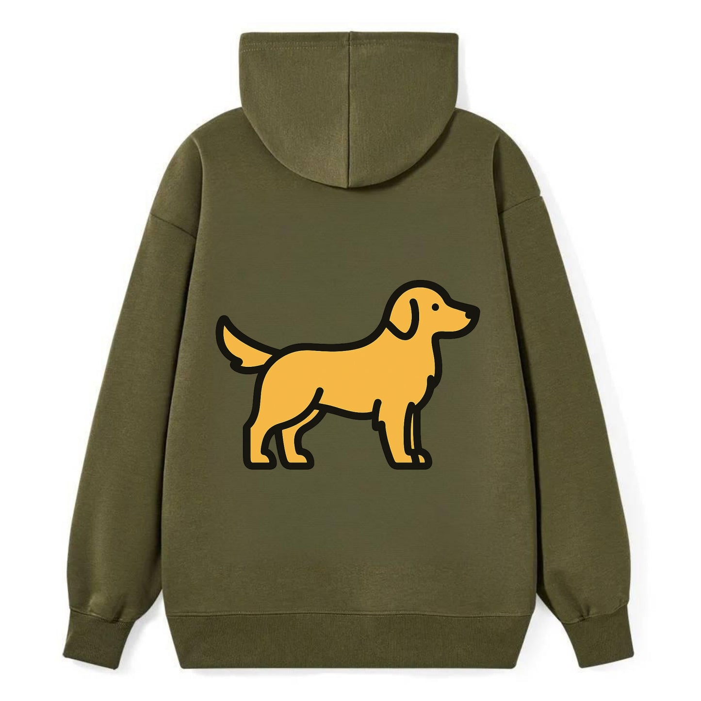 Golden Retriever - Golden colored flat side profile - Classic Pullover Hoodie - ArmyGreen