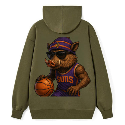 Phoenix Javelina wearing Suns beanie with cactus patch and wayfarer - Classic Pullover Hoodie - ArmyGreen