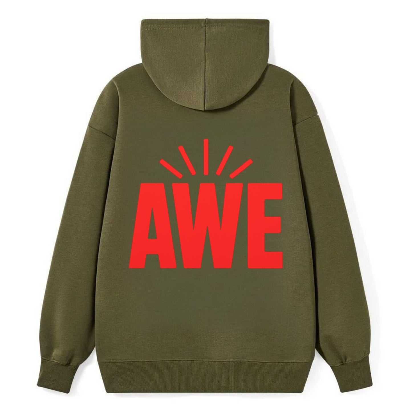 Bold typography design - "AWE" - overwhelming wonder - Classic Pullover Hoodie - ArmyGreen
