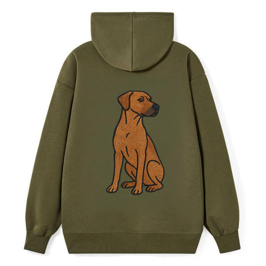 Rhodesian Ridgeback - Red wheaten embroidered pose - Classic Pullover Hoodie - ArmyGreen