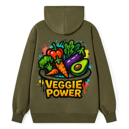 Colorful vegetables and plants on plate - plant-based lifestyle, veggie - Classic Pullover Hoodie - ArmyGreen
