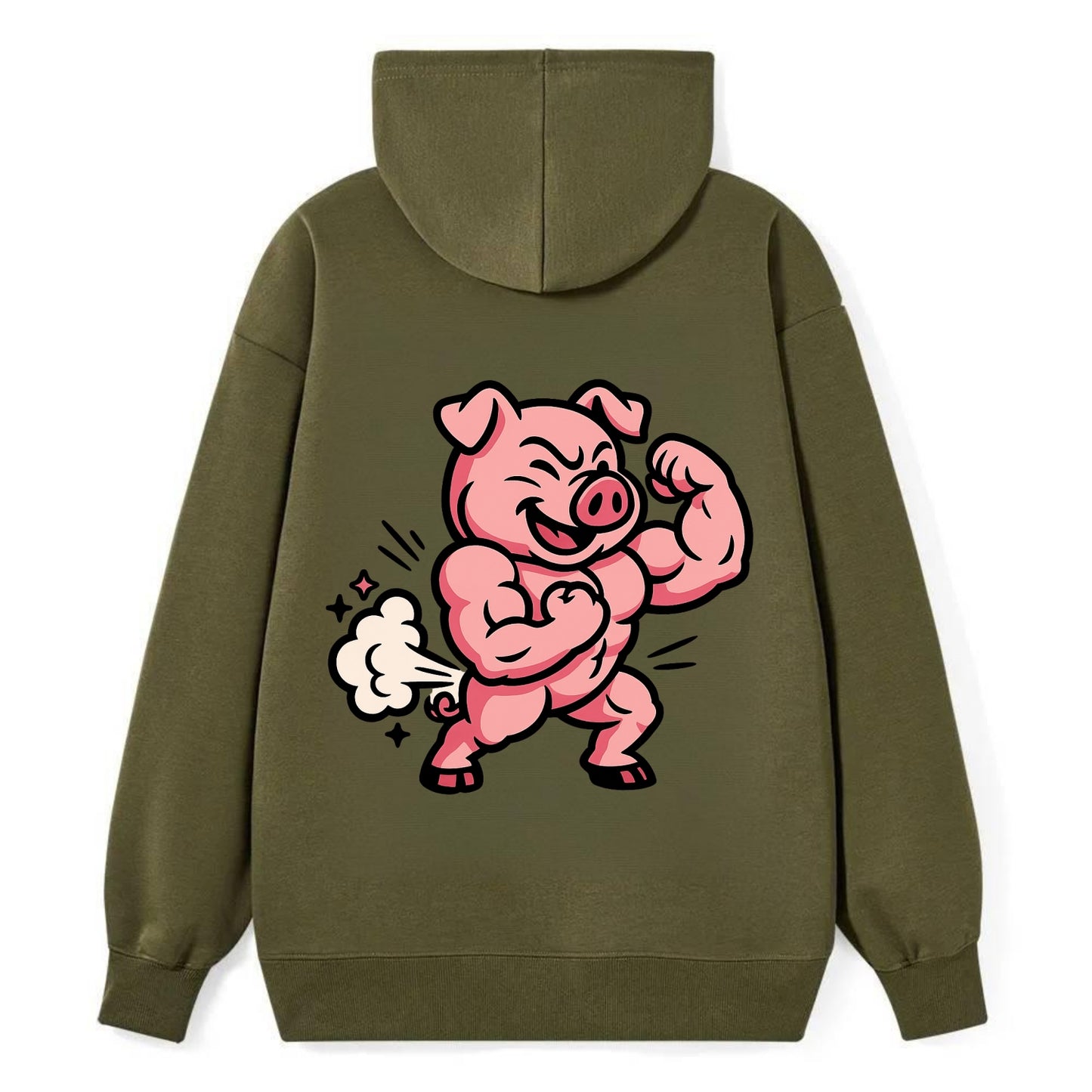 Strong Pig - Classic Pullover Hoodie - ArmyGreen