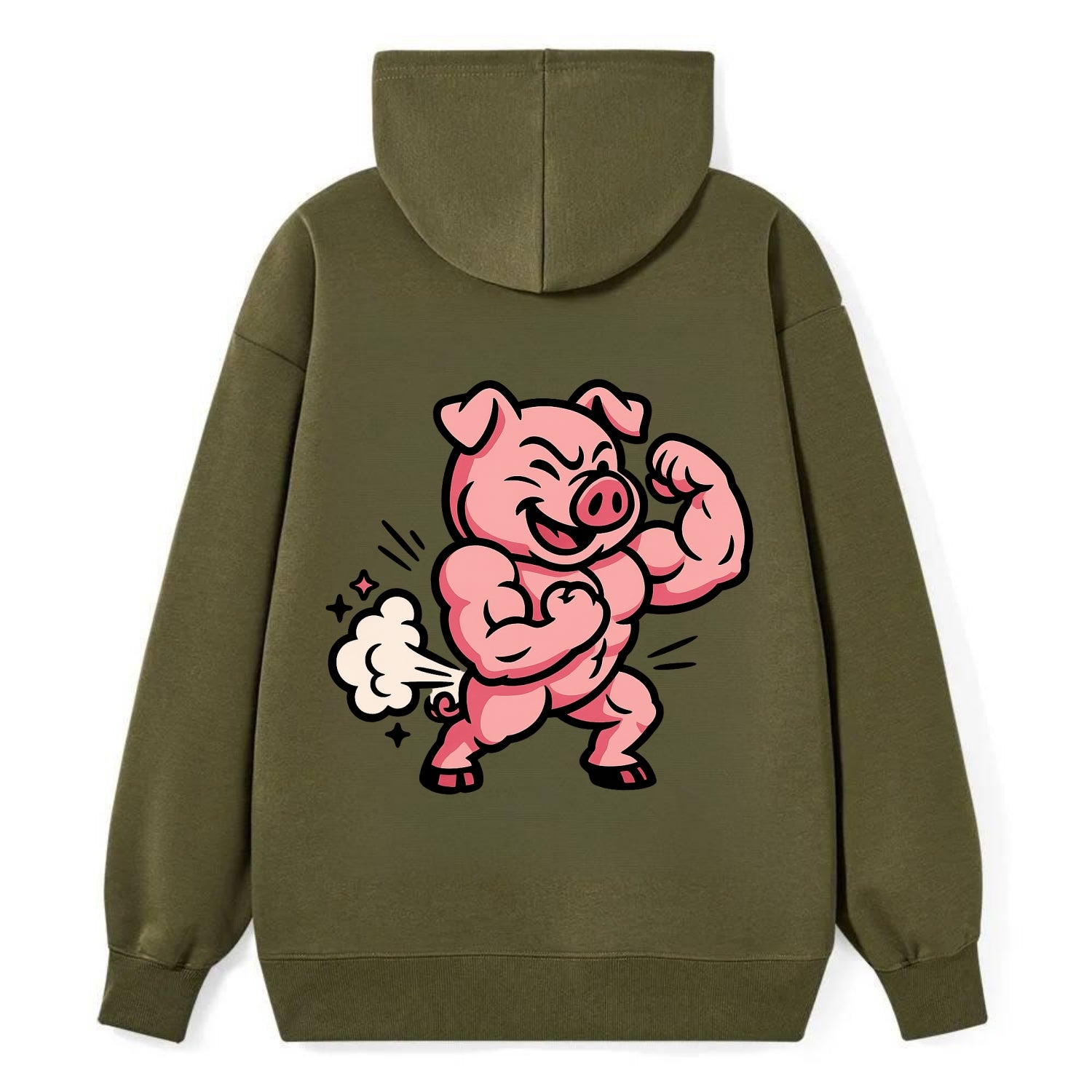Strong Pig - Classic Pullover Hoodie - ArmyGreen