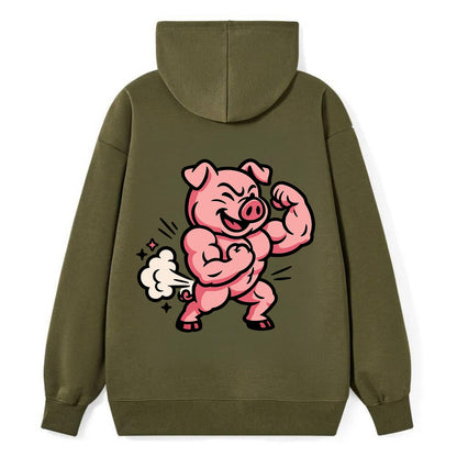 Strong Pig - Classic Pullover Hoodie - ArmyGreen