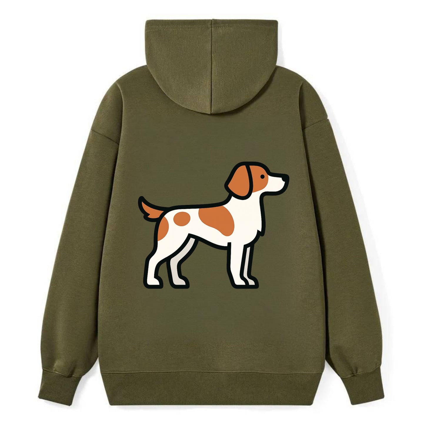 Brittany Spaniel - Orange and white flat side profile - Classic Pullover Hoodie - ArmyGreen
