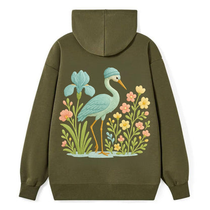 Mint Crane - Classic Pullover Hoodie - ArmyGreen