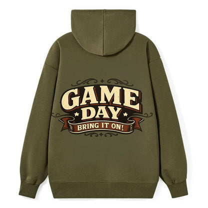 Bold typography design - "GAME DAY" - competition ready, bring it on - Classic Pullover Hoodie - ArmyGreen