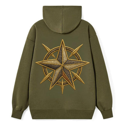 Nautical Star  - Classic Pullover Hoodie - ArmyGreen