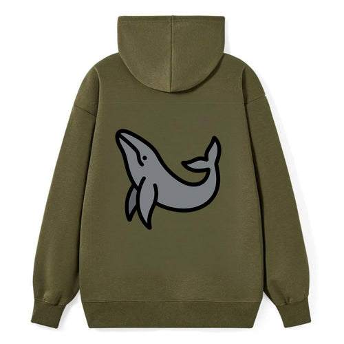 Humpback Whale - Gray breaching pose flat side profile - Classic Pullover Hoodie