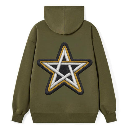 PENTAGRAM STAR - five point star in silver , protection - Classic Pullover Hoodie - ArmyGreen