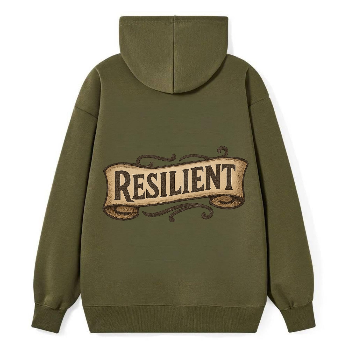 Bold typography design - "RESILIENT" - bouncing back, unbreakable spirit - Classic Pullover Hoodie - ArmyGreen