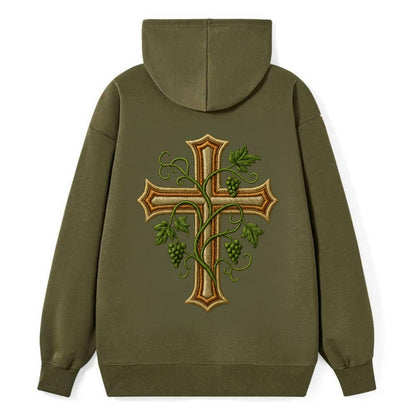 Vine Cross  - Classic Pullover Hoodie - ArmyGreen