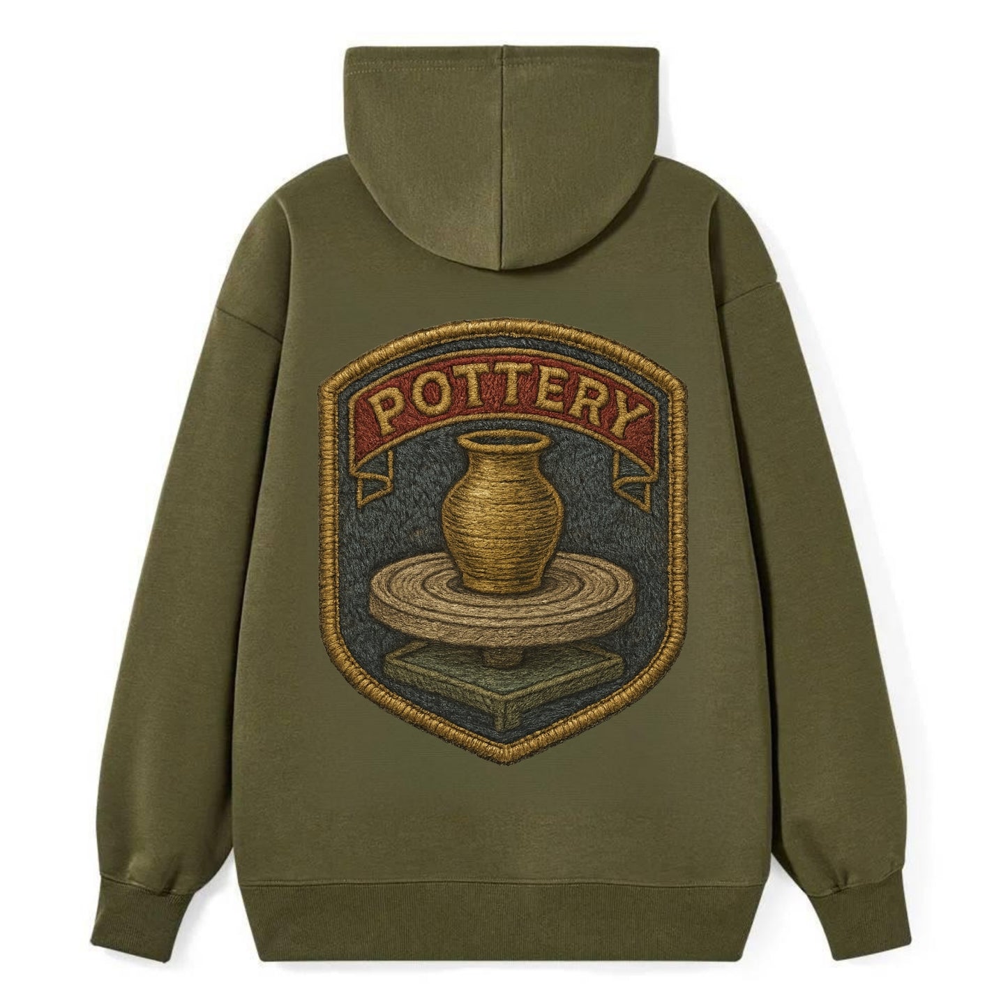 Pottery wheel with clay vessel - ceramicist symbol - Classic Pullover Hoodie - ArmyGreen