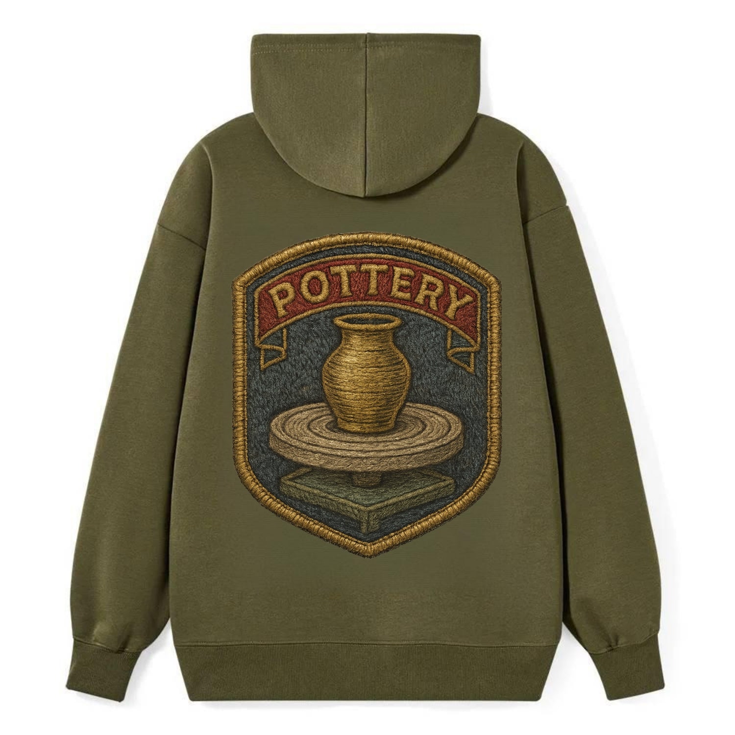Pottery wheel with clay vessel - ceramicist symbol - Classic Pullover Hoodie - ArmyGreen